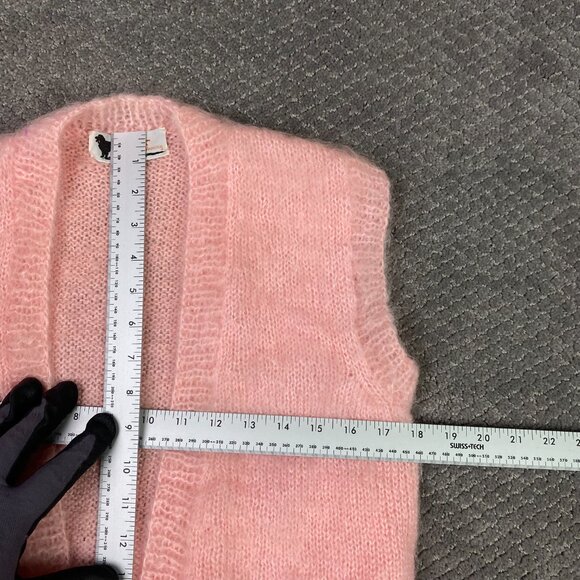 Woof Designs Mohair Wool Sleeveless Cardigan Vest Sweater Women's Medium Pink - Picture 7 of 10